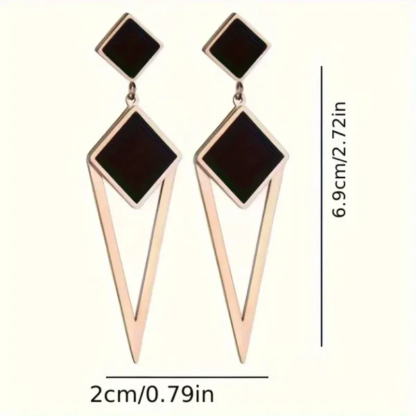 Chic Black Enamel Dangle Earrings - Image 3