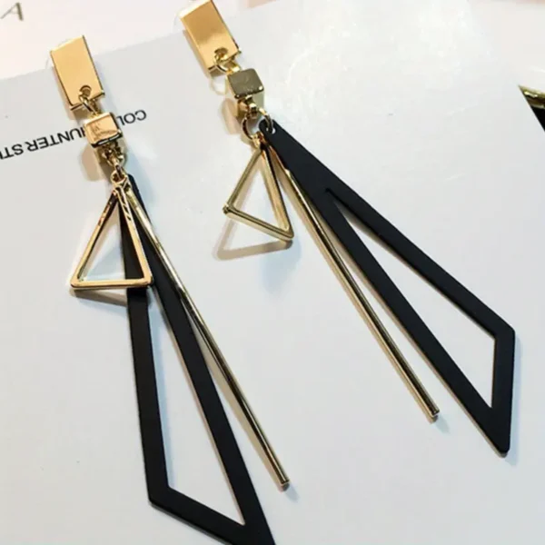 Geometric Triangle Tassel Dangle Earrings