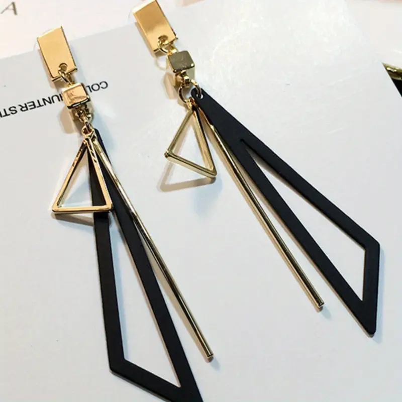 Geometric Triangle Tassel Dangle Earrings