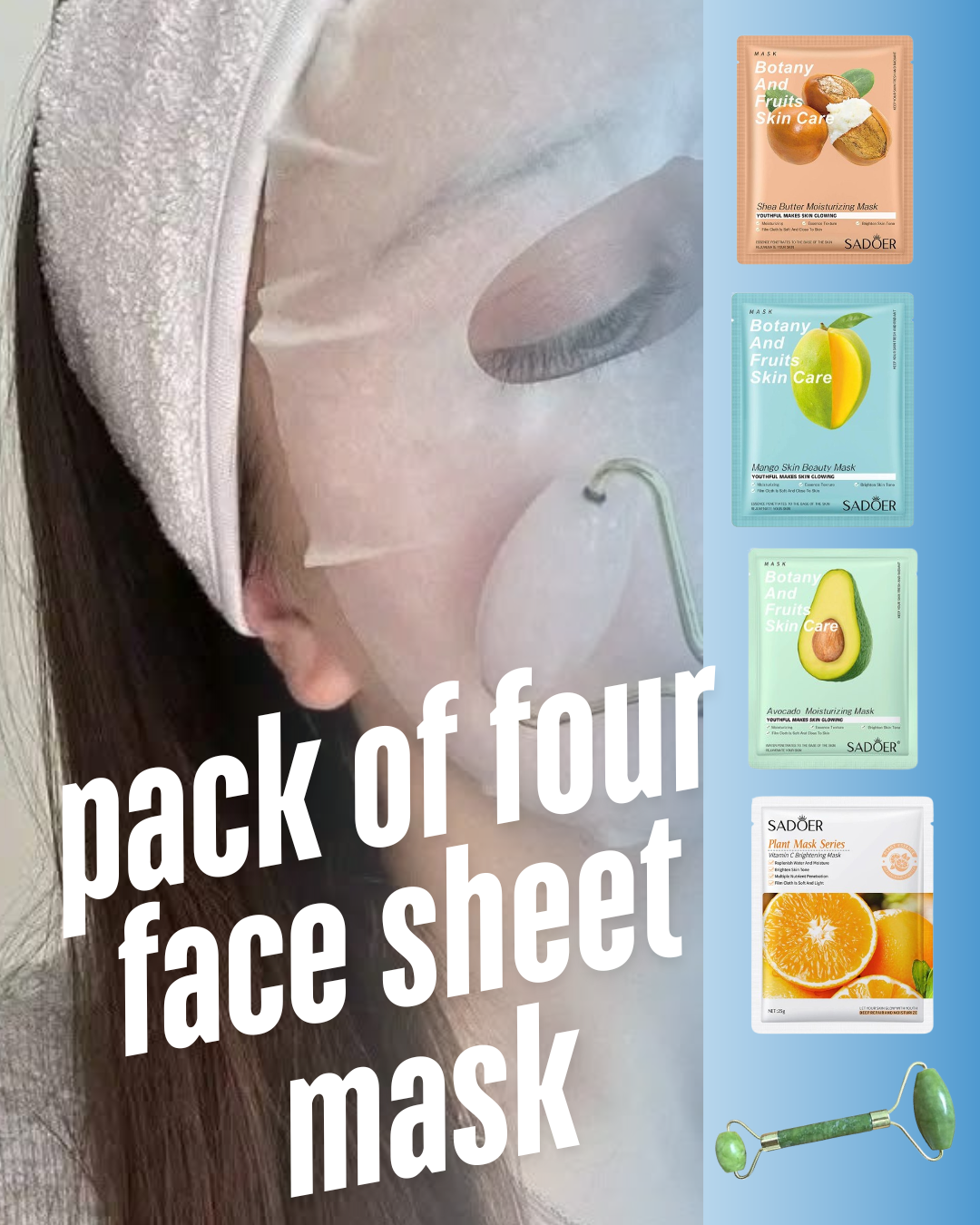 SADOER Moisturizing Face Sheet Mask + Roller