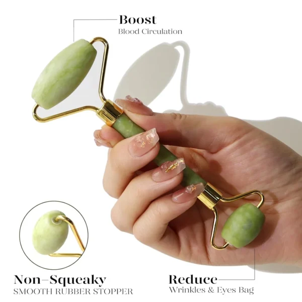 Jade Stone Roller Gua Sha Facial Tools Set - Image 4