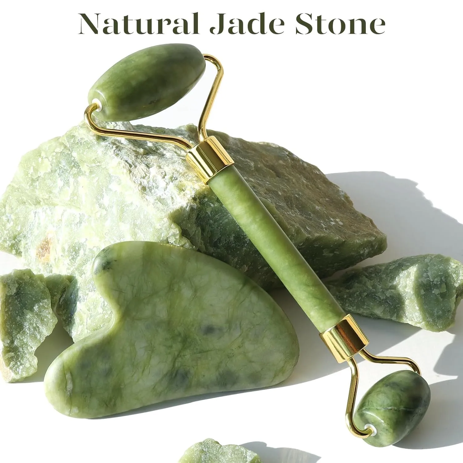 Jade Stone Roller Gua Sha Facial Tools Set - Image 3