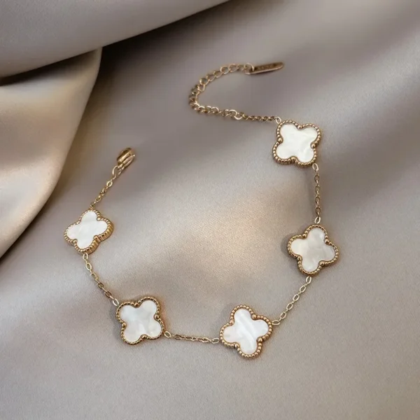 Four-Leaf Clover & Five-Flower Charm Bracelet - Image 3