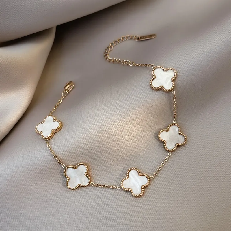 Four-Leaf Clover & Five-Flower Charm Bracelet - Image 3