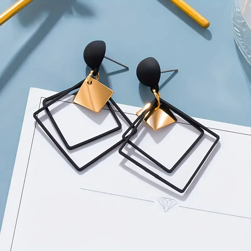 Hollow Rhombus Shaped Earrings - Image 3