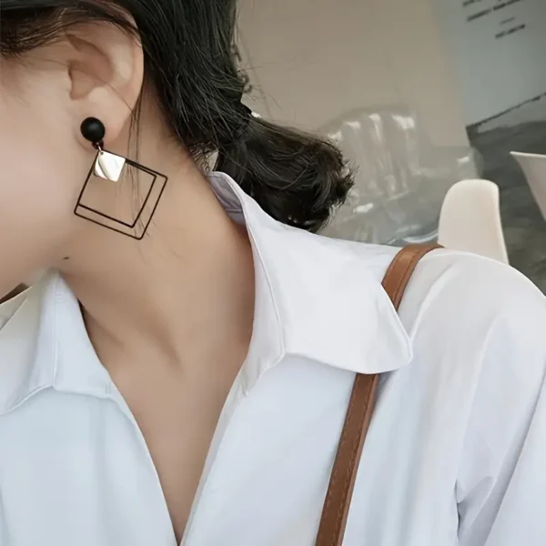 Hollow Rhombus Shaped Earrings - Image 2